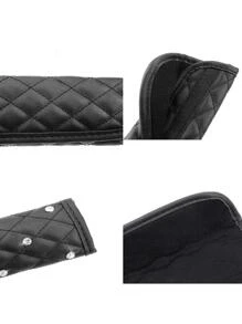 1對水抵抗水鑽裝飾PU皮革汽車座椅皮帶墊肩 - 黑色 - 查看 4