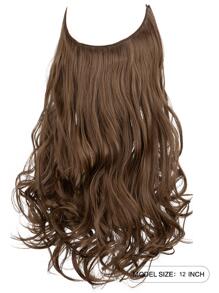 Tóc nối không gọng, chân tóc màu vàng nhạt, kiểu tóc gợn sóng tự nhiên, tóc nối tổng hợp dành cho nữ, dài 12/14/16/18/20/22/24 inch, màu nâu đậm/vàng nhạt, không cần kẹp. - Cà phê nâu - Xem 3