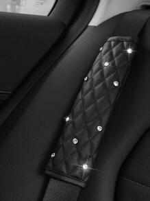 1對水抵抗水鑽裝飾PU皮革汽車座椅皮帶墊肩 - 黑色 - 查看 5