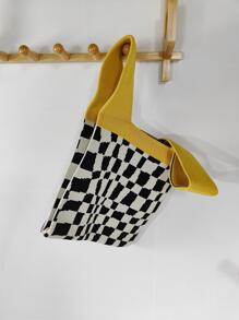 Kids Geometric Pattern Acrylic Vacation Crochet Bag - Yellow - View 5