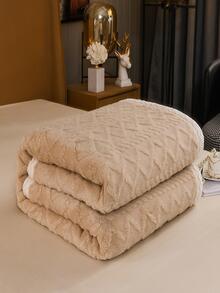 1pc Geometric Tufted Blanket - Coffee Brown - View 3