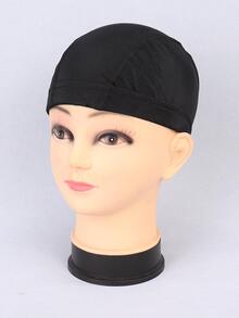 1個黑色圓頂假髮帽,可用於製作假髮,彈性頭套帽,配寬鬆緊帶 - 黑色 - 查看 2