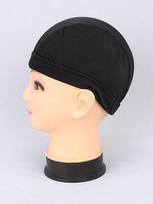 1個黑色圓頂假髮帽,可用於製作假髮,彈性頭套帽,配寬鬆緊帶 - 黑色 - 查看 4