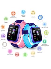 Reloj inteligente para niños, dispositivo con tarjeta Sim, GPS - Azul - Ver 2
