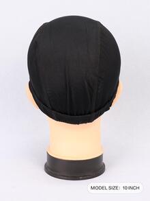 1個黑色圓頂假髮帽,可用於製作假髮,彈性頭套帽,配寬鬆緊帶 - 黑色 - 查看 5