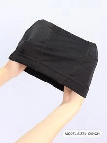 1個黑色圓頂假髮帽,可用於製作假髮,彈性頭套帽,配寬鬆緊帶 - 黑色 - 查看 6