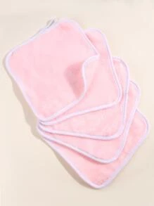 5pcs Square Makeup Remover Towel(20.5cm*20.5cm),Soft And Skin Friendly Face Towel,Cleaning Tools Easy Carrying For Travel - Pink - View 4