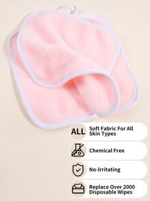 5pcs Square Makeup Remover Towel(20.5cm*20.5cm),Soft And Skin Friendly Face Towel,Cleaning Tools Easy Carrying For Travel - Pink - View 8