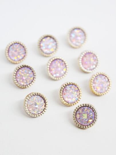 10pcs/set Plastic Button, Modern Rhinestone Decor Round DIY Sewing Button For Home