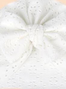 1pc Baby Eyelet Embroidery Bow Decor Breathable Cute Wrap Hat For Summer Love Valentine