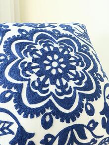 1入組花卉刺繡靠墊套不附帶墊芯 - 藏蓝色 - 查看 3