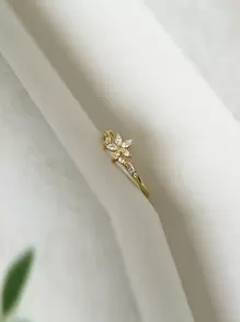 Stylever 1pc Exquisite Floral Ring Ladies Jewelry For Women s925 Sterling Silver Promise Ring Fine Jewelry Gift For Girls - Gold - View 6