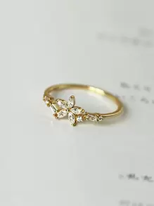 Stylever 1pc Exquisite Floral Ring Ladies Jewelry For Women s925 Sterling Silver Promise Ring Fine Jewelry Gift For Girls - Gold - View 7