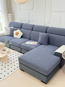 1入組幾何提花彈性沙發座套 - 深灰色 - 查看 4