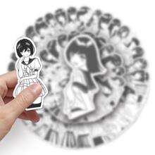 50入組JK風格女孩塗鴉卡通Anime貼紙適用於兒童可愛時尚Love塗鴉防水貼紙合適的適用於手提電腦水瓶子滑板手機 - 黑與白 - 查看 2