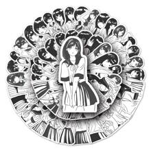 50入組JK風格女孩塗鴉卡通Anime貼紙適用於兒童可愛時尚Love塗鴉防水貼紙合適的適用於手提電腦水瓶子滑板手機 - 黑與白 - 查看 6