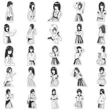 50入組JK風格女孩塗鴉卡通Anime貼紙適用於兒童可愛時尚Love塗鴉防水貼紙合適的適用於手提電腦水瓶子滑板手機 - 黑與白 - 查看 5