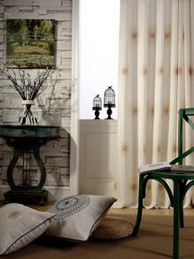 1pc Multi-Color Embroidered Half-Shading Finished Curtain With Countryside Style