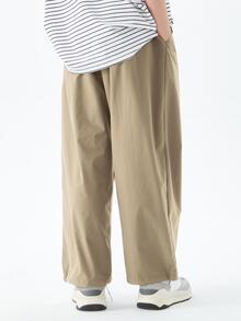 青少年男孩夏季休閑運動褲快乾直筒長褲 - 卡其色 - 查看 8