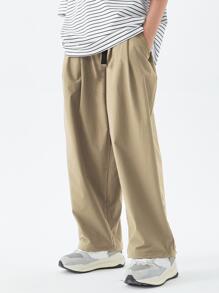 青少年男孩夏季休閑運動褲快乾直筒長褲 - 卡其色 - 查看 1