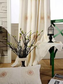 1pc Multi-Color Embroidered Half-Shading Finished Curtain With Countryside Style