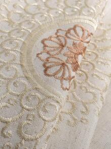 1pc Multi-Color Embroidered Half-Shading Finished Curtain With Countryside Style