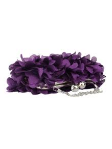 时尚、优雅、精致、安静奢华的花朵装饰晚宴包缎面迷人吻锁花适合派对女孩、女士、女士、新娘适合派对、婚礼、舞会、晚宴/宴会送给女性的最佳礼物 - 紫色 - 查看 8