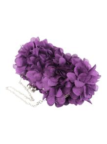 时尚、优雅、精致、安静奢华的花朵装饰晚宴包缎面迷人吻锁花适合派对女孩、女士、女士、新娘适合派对、婚礼、舞会、晚宴/宴会送给女性的最佳礼物 - 紫色 - 查看 4