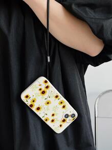 Sunflower Pattern Phone Case With Lanyard - Beige - View 3