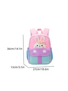 Chicas Mochila clásica con patrón de conejo con diseño de lazo cremallera - Rosa - Ver 5