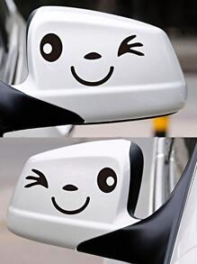 2pcs/Set Cute Car Stickers For Rearview Mirror