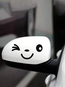 2pcs/Set Cute Car Stickers For Rearview Mirror