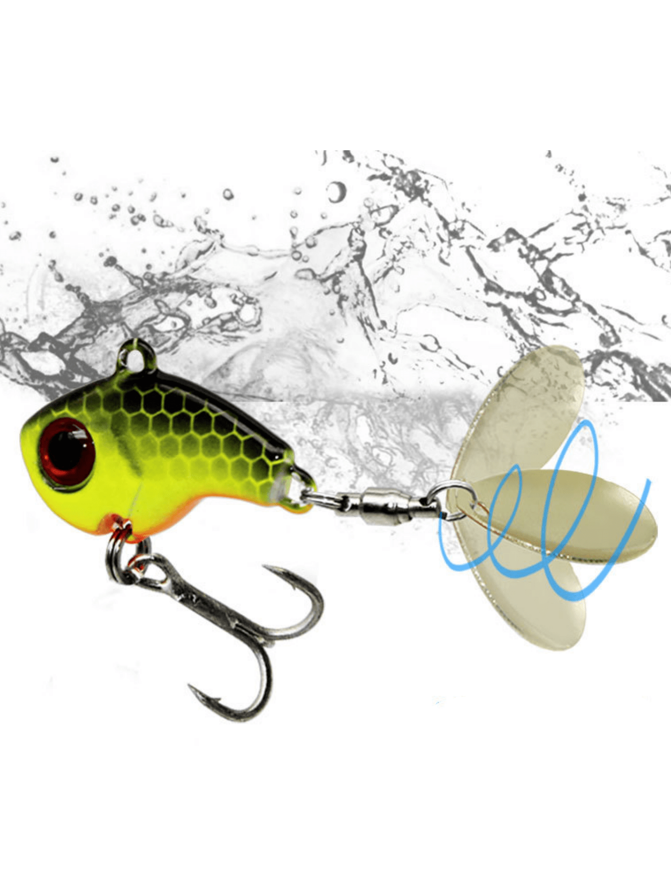 9g Metal Sea Fishing Lure Vib With Rotating Blade & Shiny Sequins