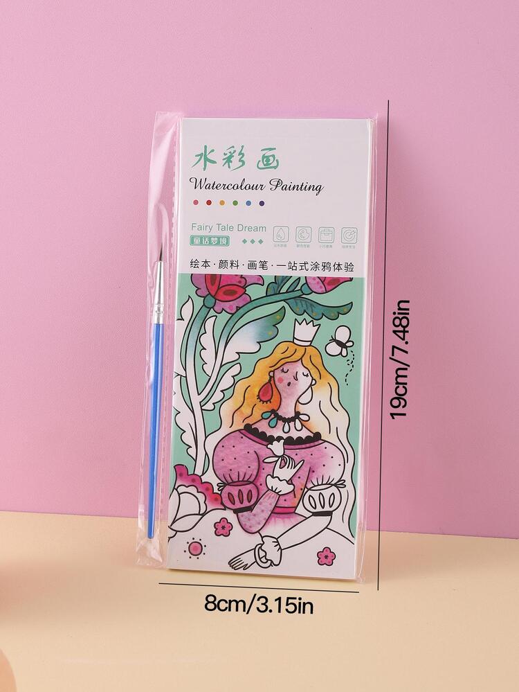 1入組卡通圖案填色本帶刷 - 彩色 - 查看 5