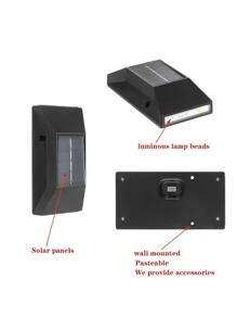 2 piezas/set negro montado en la pared solar simple ABS con diseño geométrico lámpara para jardín - Amarillo - Ver 10