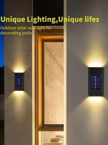 2 piezas/set negro montado en la pared solar simple ABS con diseño geométrico lámpara para jardín - Amarillo - Ver 8