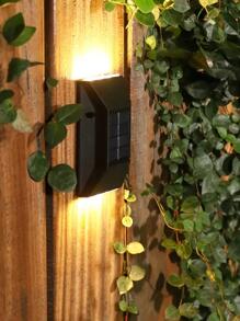 2 piezas/set negro montado en la pared solar simple ABS con diseño geométrico lámpara para jardín - Amarillo - Ver 7