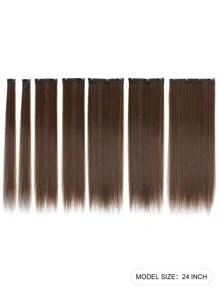 Clip In Long Straight Synthetic Hair Extension - Two-Tone - View 10