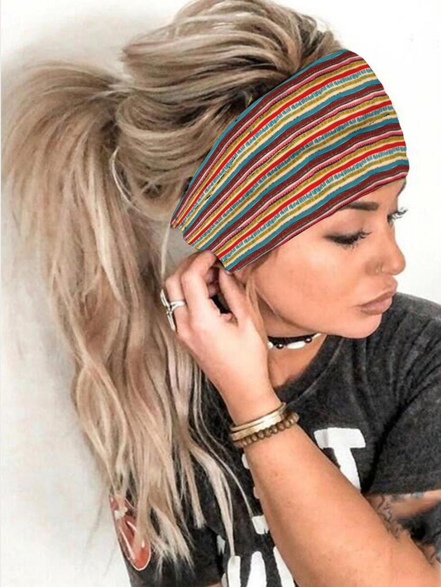 1 dây buộc tóc họa tiết sọc thời trang cho nữ để trang trí tóc - Nhiều màu - Xem 1