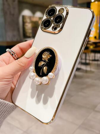 花朵裝飾手機殼突出手機握把相容於 iPhone15/15Plus/15Pro/15Promax