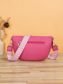 Fashionable Fanny Pack Hot Pink Adjustable-strap Zipper PU - Hot Pink - View 2