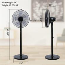 Oscillating 14.5" Adjustable 12 Speed Pedestal Stand Fan With Remote Control For Indoor, Bedroom, Living Room, Home Office & College Dorm Use