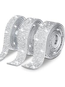 1Yard Self Adhesive Rhinestone Tapes DIY Crafts Sticker Decorative Decorative Gift Home Decor Supplies Sewing Trim Car Phone Case Decor - Silver - View 1