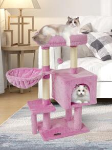 Cute Cat Tree Kitten Cat Tower for Indoor Cat Condo Sisal Scratching Posts with Jump Platform Cat Furniture Activity Center Dangling Balls Play House Pink - 粉色 - 查看 2