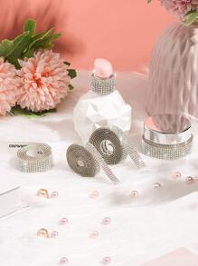 1Yard Self Adhesive Rhinestone Tapes DIY Crafts Sticker Decorative Decorative Gift Home Decor Supplies Sewing Trim Car Phone Case Decor - Silver - View 2