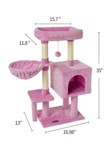 Cute Cat Tree Kitten Cat Tower for Indoor Cat Condo Sisal Scratching Posts with Jump Platform Cat Furniture Activity Center Dangling Balls Play House Pink - 粉色 - 查看 5