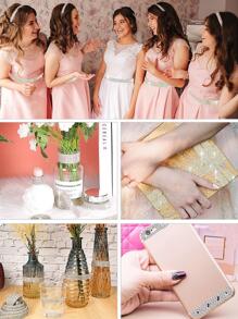 1Yard Self Adhesive Rhinestone Tapes DIY Crafts Sticker Decorative Decorative Gift Home Decor Supplies Sewing Trim Car Phone Case Decor - Silver - View 5