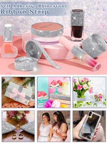 1Yard Self Adhesive Rhinestone Tapes DIY Crafts Sticker Decorative Decorative Gift Home Decor Supplies Sewing Trim Car Phone Case Decor - Silver - View 4