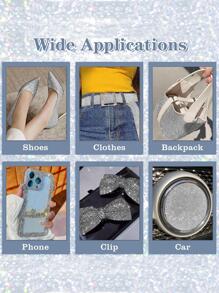 1Yard Self Adhesive Rhinestone Tapes DIY Crafts Sticker Decorative Decorative Gift Home Decor Supplies Sewing Trim Car Phone Case Decor - Silver - View 8