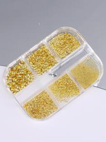 1盒铝合金混合美甲装饰DIY指甲饰品美甲宝石美甲用品指甲 - 金色 - 查看 7